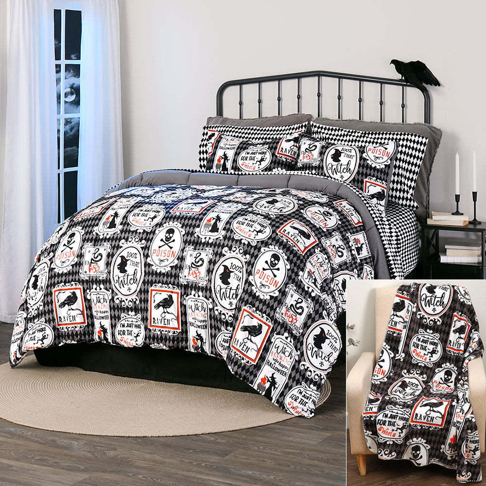 Haunted-Walls-Comforter-Set-and-Flannel-Throw-Bundle