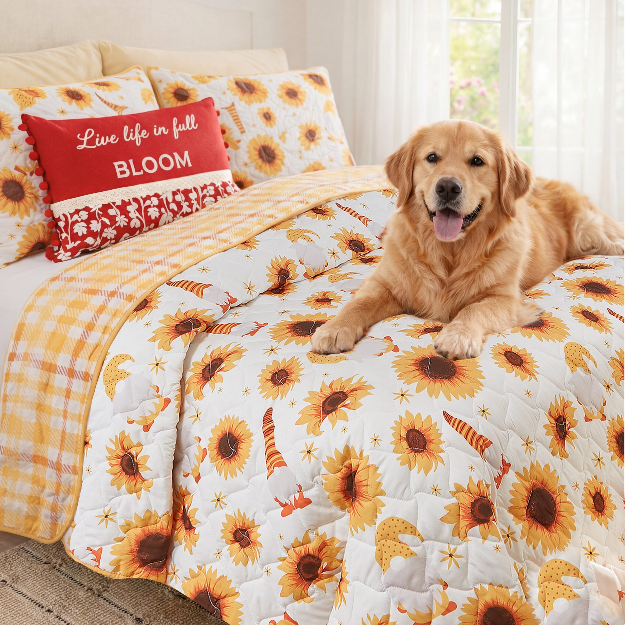 Sunflowers-and-Gnomes-Quilt